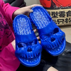 Zapatillas antideslizantes de verano para hombre, Sandalias cómodas, chanclas de calavera terrorífica, zapatos de playa de fondo grueso