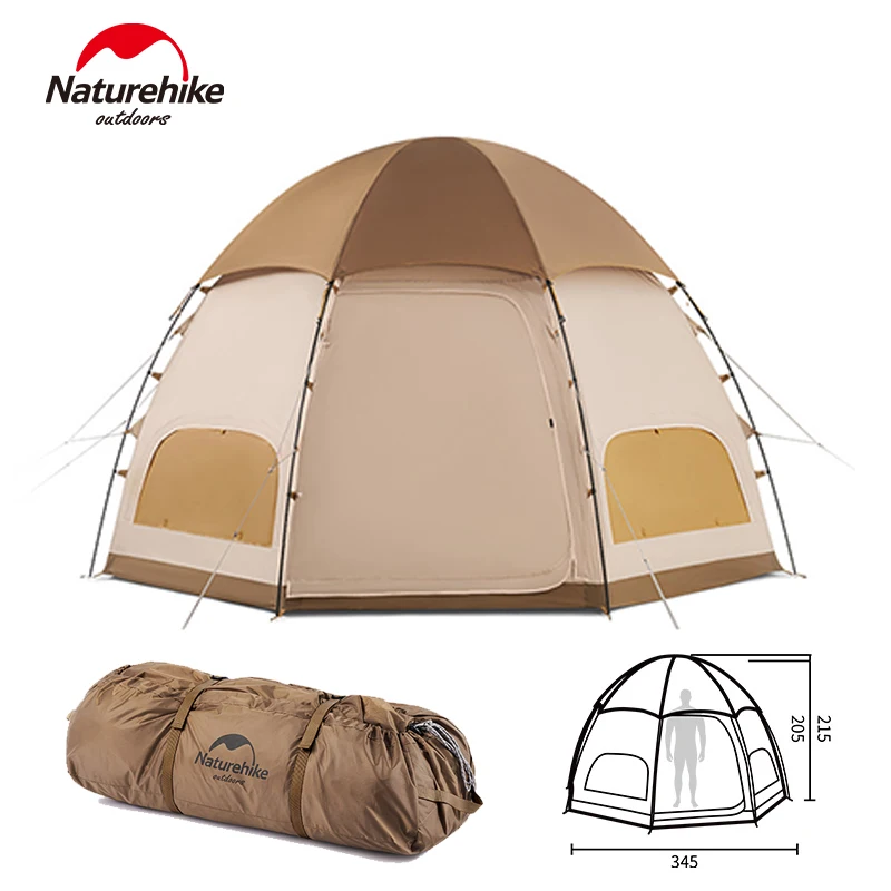 

Naturehike MG Octagonal Dome Tent Double Layer Bell Tent for 4 Person Family Group Tourist Camping Yurt Tent 8.5㎡ Waterproof