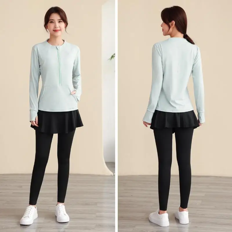 Ropa larga holgada para correr para mujer, conjunto informal de ropa deportiva para Fitn, Yoga, correr por la mañana, talla grande, Qui Dry, Otoño e Invierno