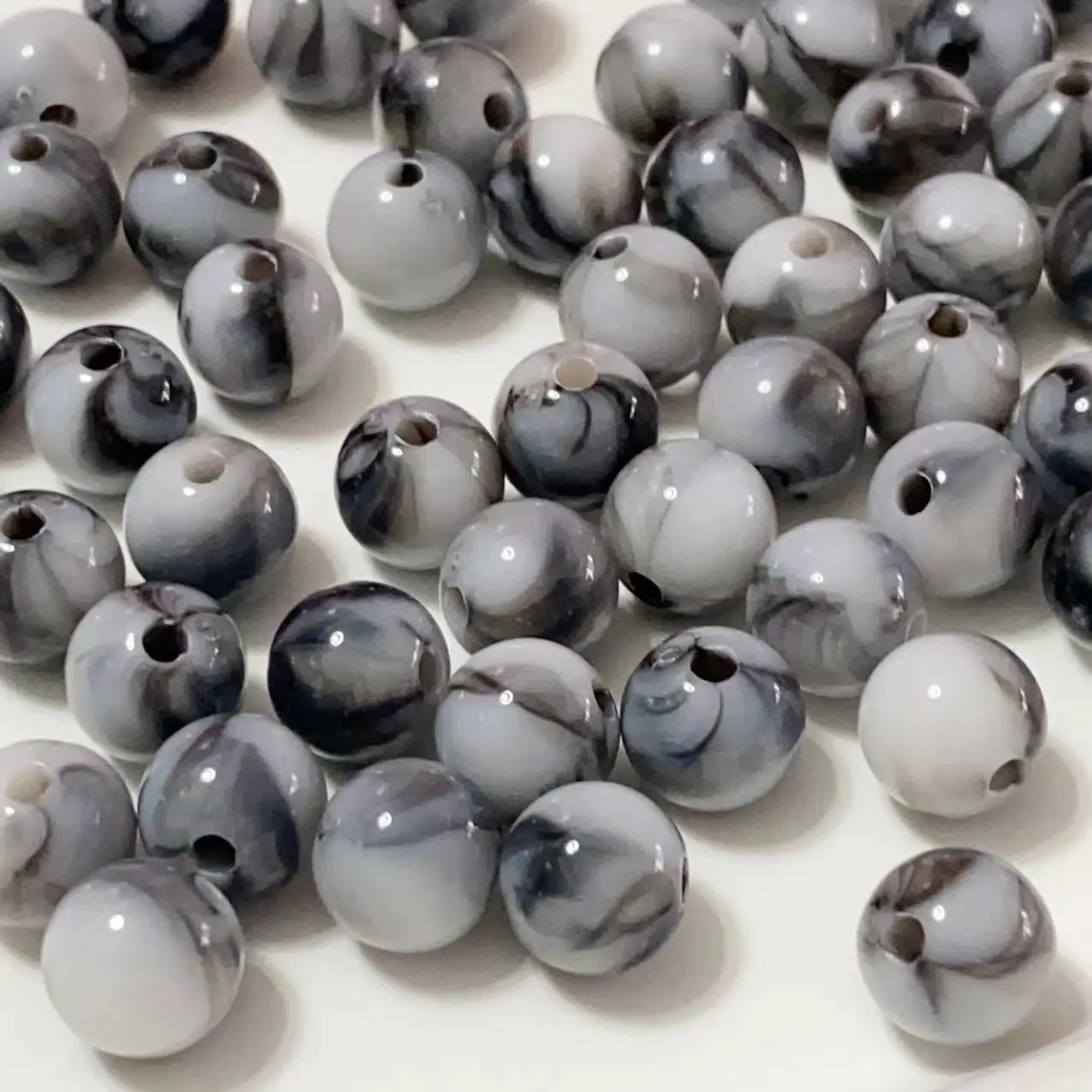 

8/10 мм Новая мода Ретро имитация агата темно-белого/двухцветные круглые бусины-сепараторы ювелирные изделия браслет ожерелье аксессуары