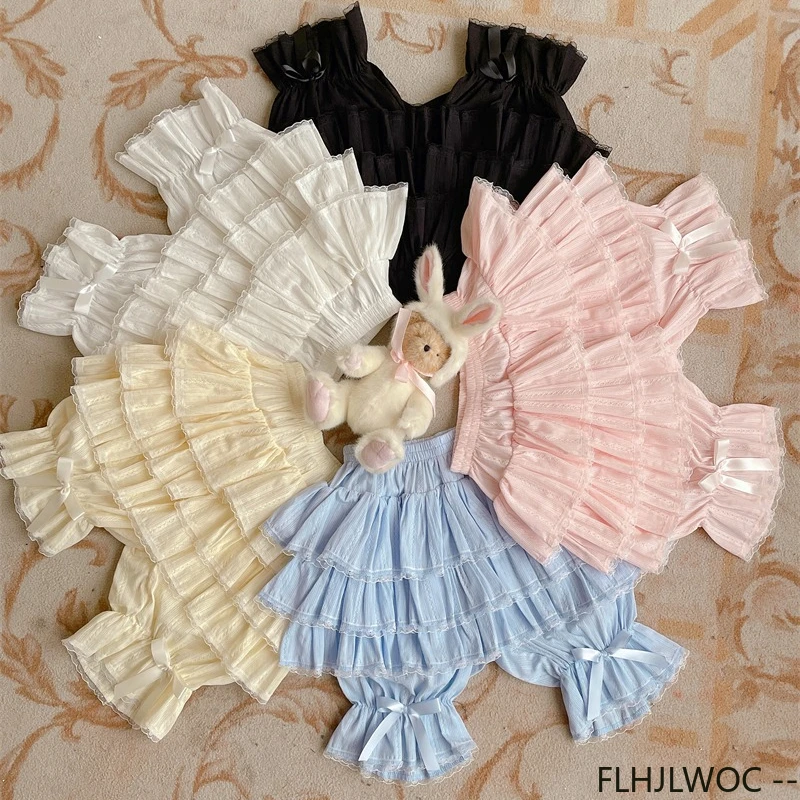 Bloomers in cotone di Halloween Lolita Style Girls Cute Sweet Japan Sexy Lace Date Princess Layer Puff Shorts Ruffles Pantaloni lanterna