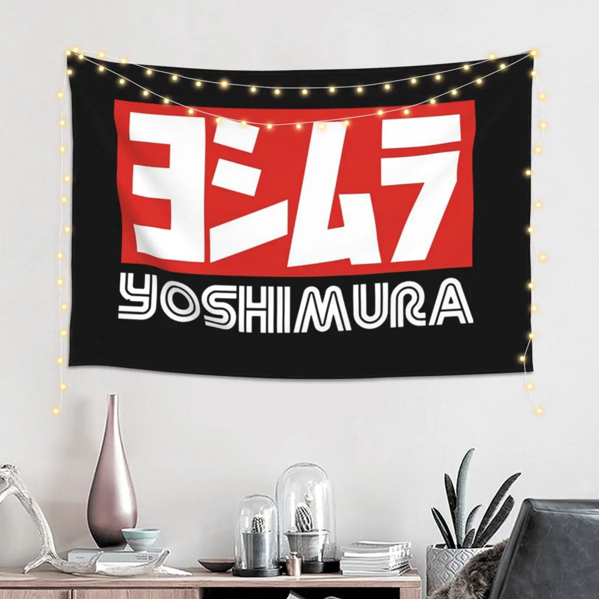 Yoshimura Japanese Motorcycle Exhaust Tapestry Funny Wall Hanging Aesthetic Home Decor Tapestries for Living Room Dorm Room