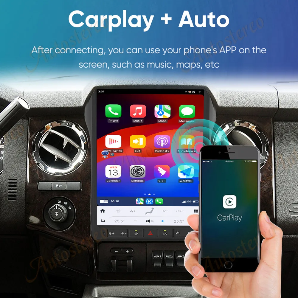 12.1 Carplay Android 13 Car GPS Navigation For Ford F250 F350 Multimedia Player Head Unit Car Radio