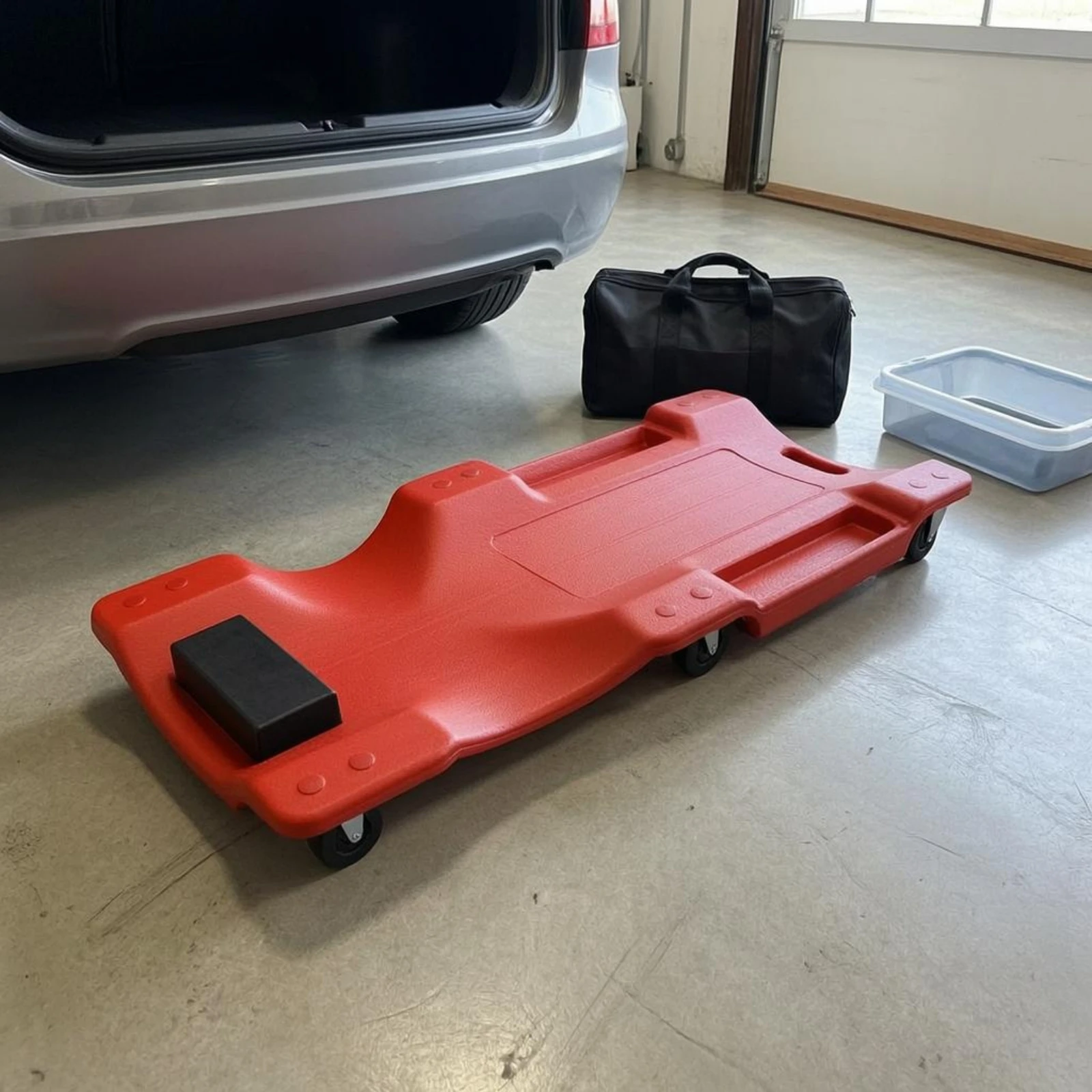 Blow Molded Rolling Creeper Swivel Casters Mechanic Creeper Board Shop Tool Raised Edges for Garage view 3