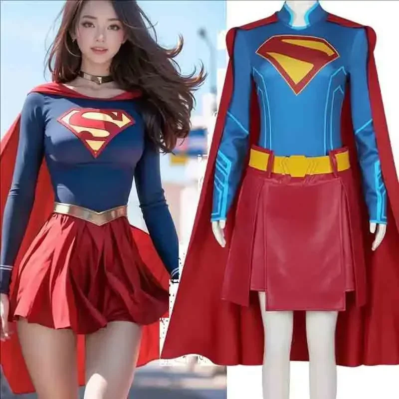 

Kara Kent Female The Flying Costume Set Jacket, cape, jumpsuit, skirt and belt set perfect for Halloween parties and carnival
