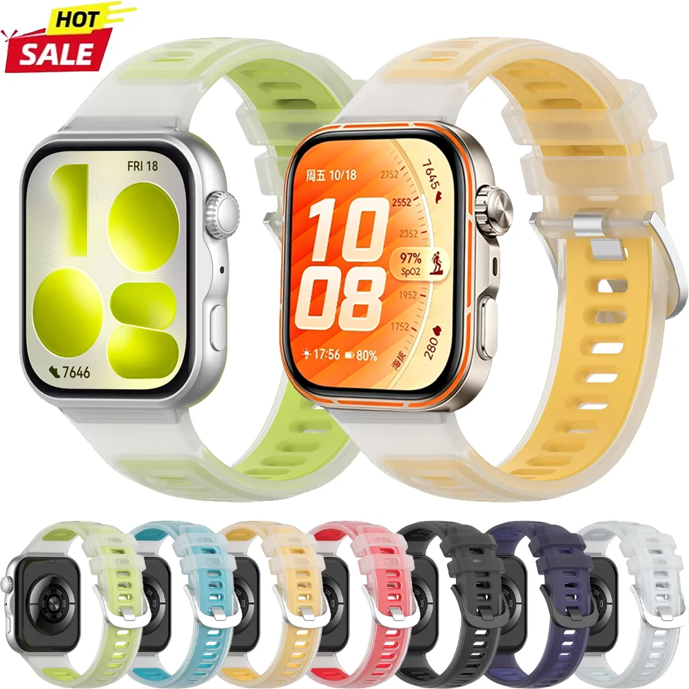 Silikonarmband für Huawei Watch Fit 5, durchscheinendes Jelly-Sportarmband für Huawei Watch Fit 4-5 Pro Fit 3 4 Smartwatch Correa