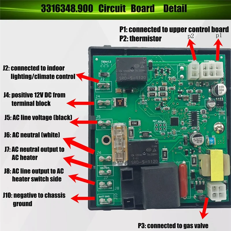 3316348.900 RV Refrigerator Power Module Board, Fridge Circuit/Control Board for Dometic DM2652 DM2662 DM2663 DM2852