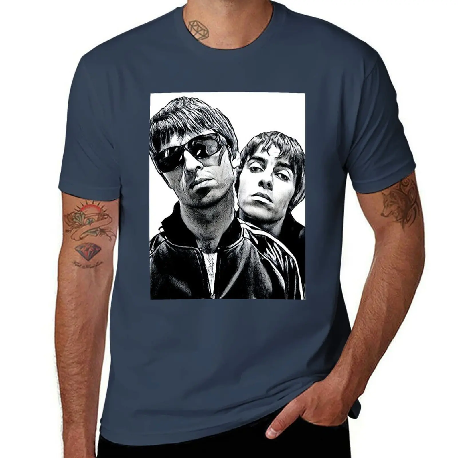 Liam Gallagher Male Gift Cute Musician Graphic Retro Music T-Shirt Basic Solid Tee for Daily Use