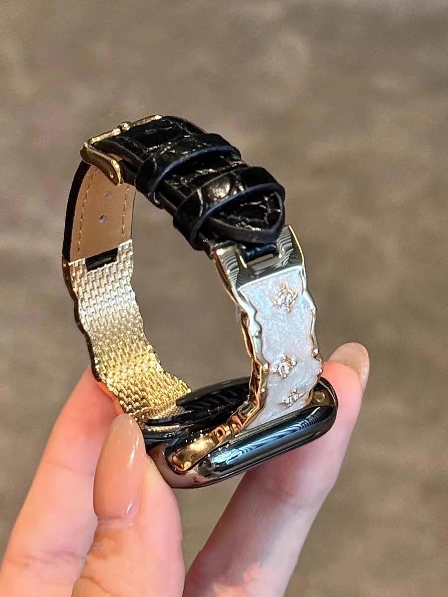 

Роскошный ремешок Upmarket для Apple Watch с кожаной петлей женский 44 мм 40 45 41 49 42 38 серии 11 10 9 8 SE 7 6 5 4 3 ремешок