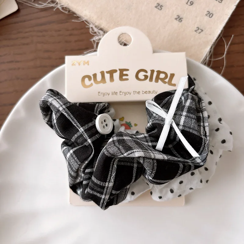 2 قطعة/بطاقة الأسود متقلب فتاة المطاط هيرباند الأطفال Scrunchie النساء الأمعاء الغليظة رباط شعر الاطفال ذيل حصان إكسسوارات الشعر #5