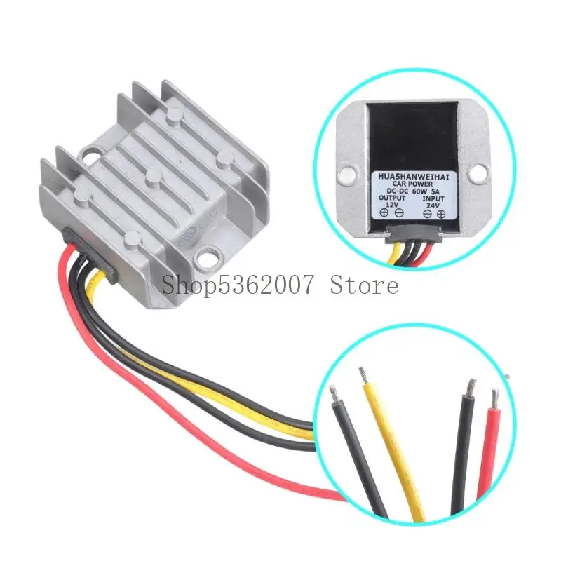24 فولت إلى 12 فولت 5A 60W محول الألومنيوم محول المقاومة للماء امدادات الطاقة 40JB