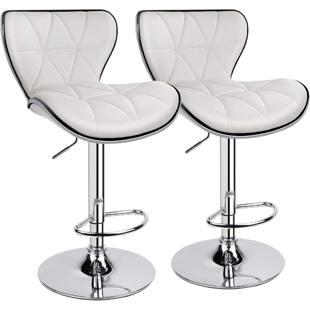 

Bar Chair Set of 2, Modern Adjustable Bars Stools with Back,PU Leather Upholstered Bars Stool with Armless and Swivel, Bar Chair