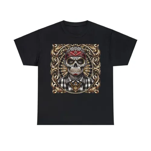 Sugar Skull Graphic Tee Artwork Chicano Homie Gangster Cool For Men Clothing Women Short Sleeve Tees