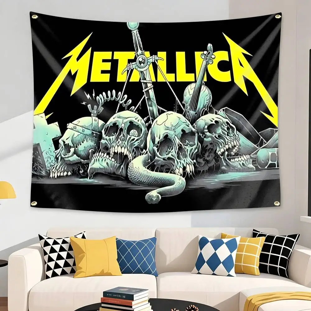 BAND M-Metallica 72 Seasons Flag Tapestry Banner for Bedroom Living Room Outdoor Camping Custom