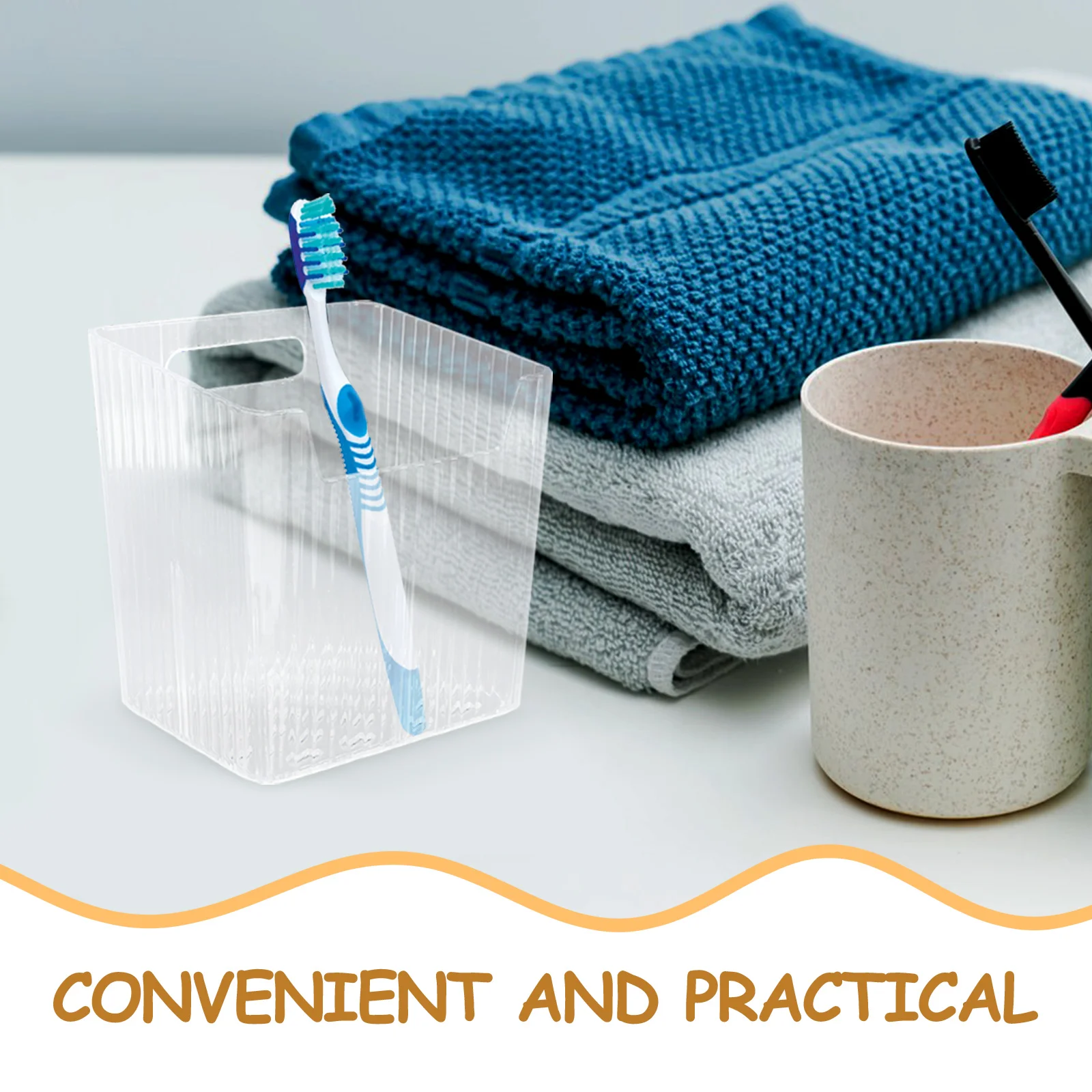 Toothbrush Holder Bathroom Organization Box Sleek Multifunctional Storage for Toothbrush Toothpaste Makeup Brushes Sink