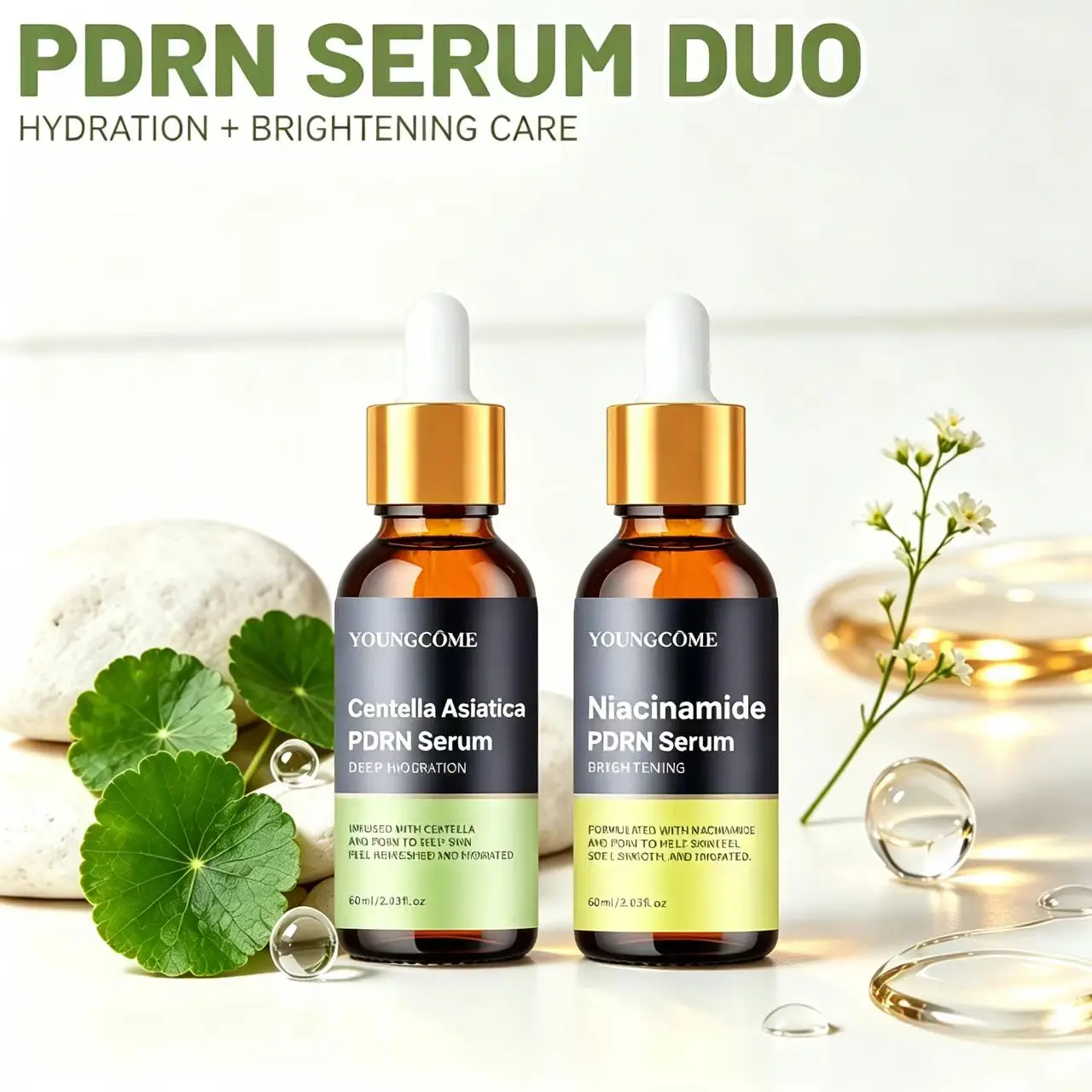YOUNGCOME PDRN Serum Set, Centella Asiatica Hydrating Serum, Niacinamide Soothing Serum, Daily Face Serum Skin Care