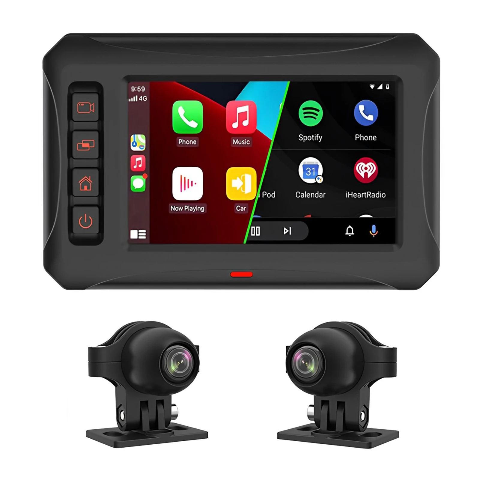 

Portable Motorcycle 3.5 Inch Touch Screen Dash Cam DVR Wireless CarPlay Android Auto Dual 1080P Front And Rear Camera Support 5G