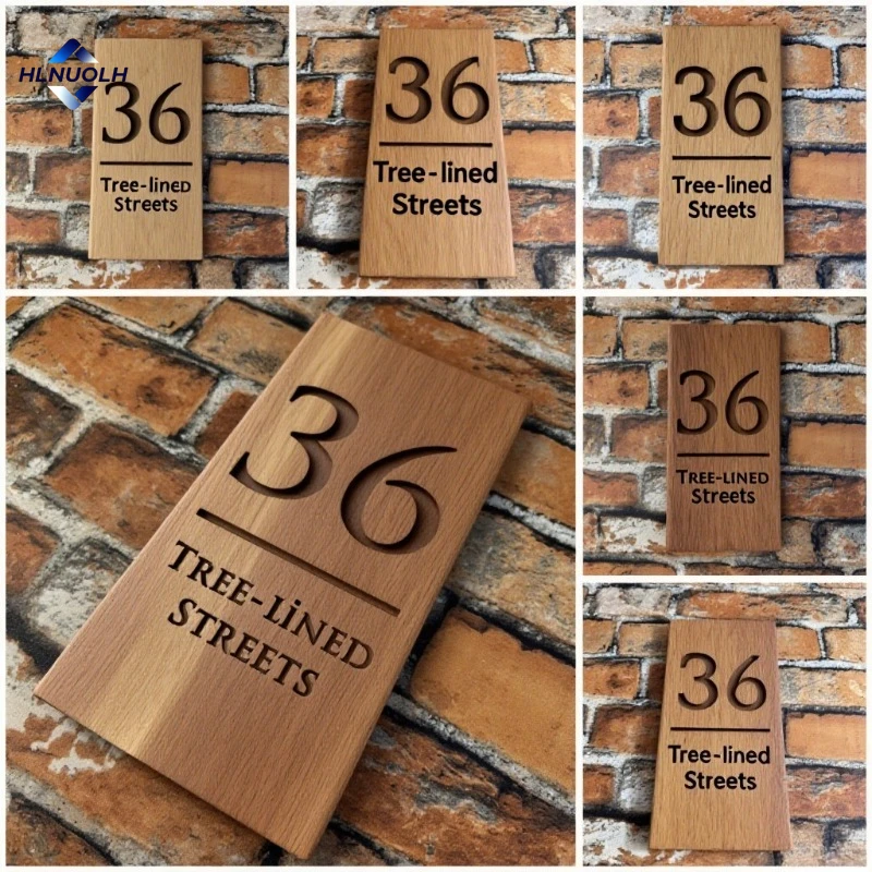 

Vertical Door Number Sign – Retro Personalized Wooden 3D Laser Engraved Customized Address Plaque for House Wall Plate Decor