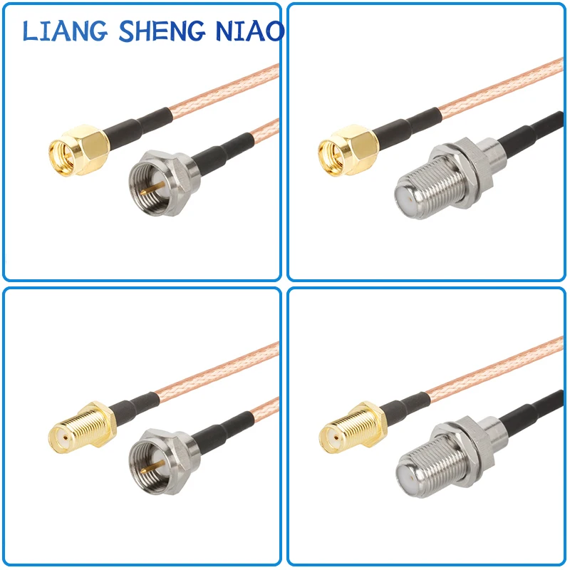 Cable Coaxial RG316 de TV macho a SMA macho hembra, conector Anlge derecho, engarce RF a F para Cable de baja pérdida, entrega rápida, línea Coaxial RF