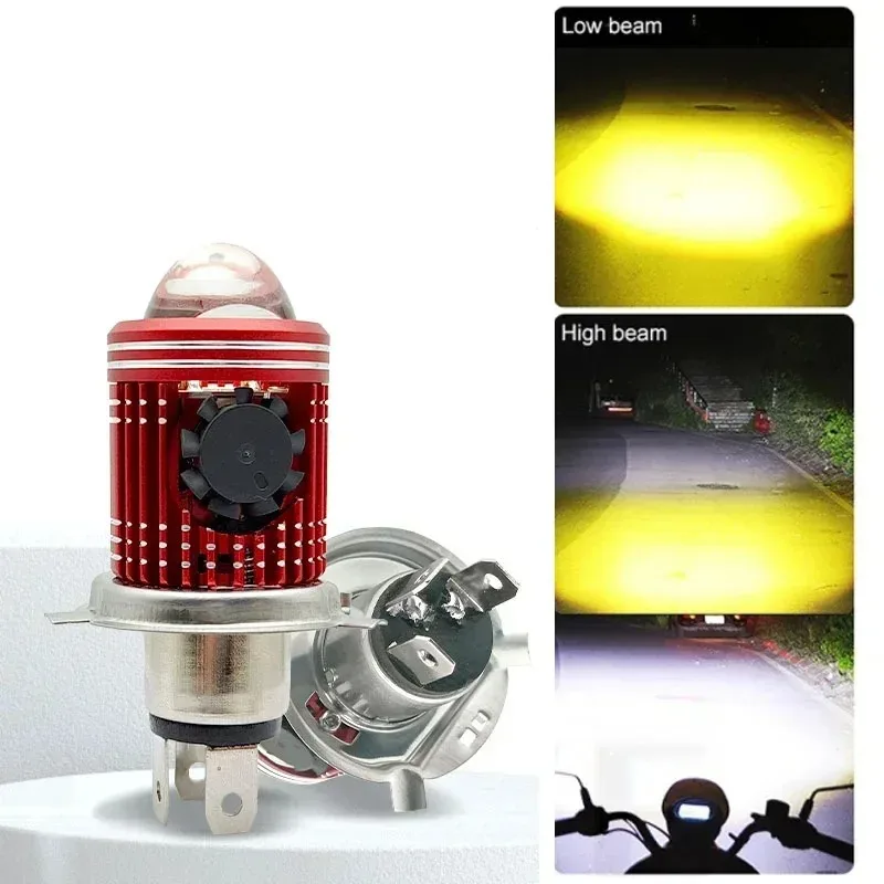 1pc LED Motorcycle Headlight Bulb 10000LM H4/H6 12V Moto Spotlights CSP Lens White Yellow Hi Lo Lamp Scooter Accessories Fog Lig