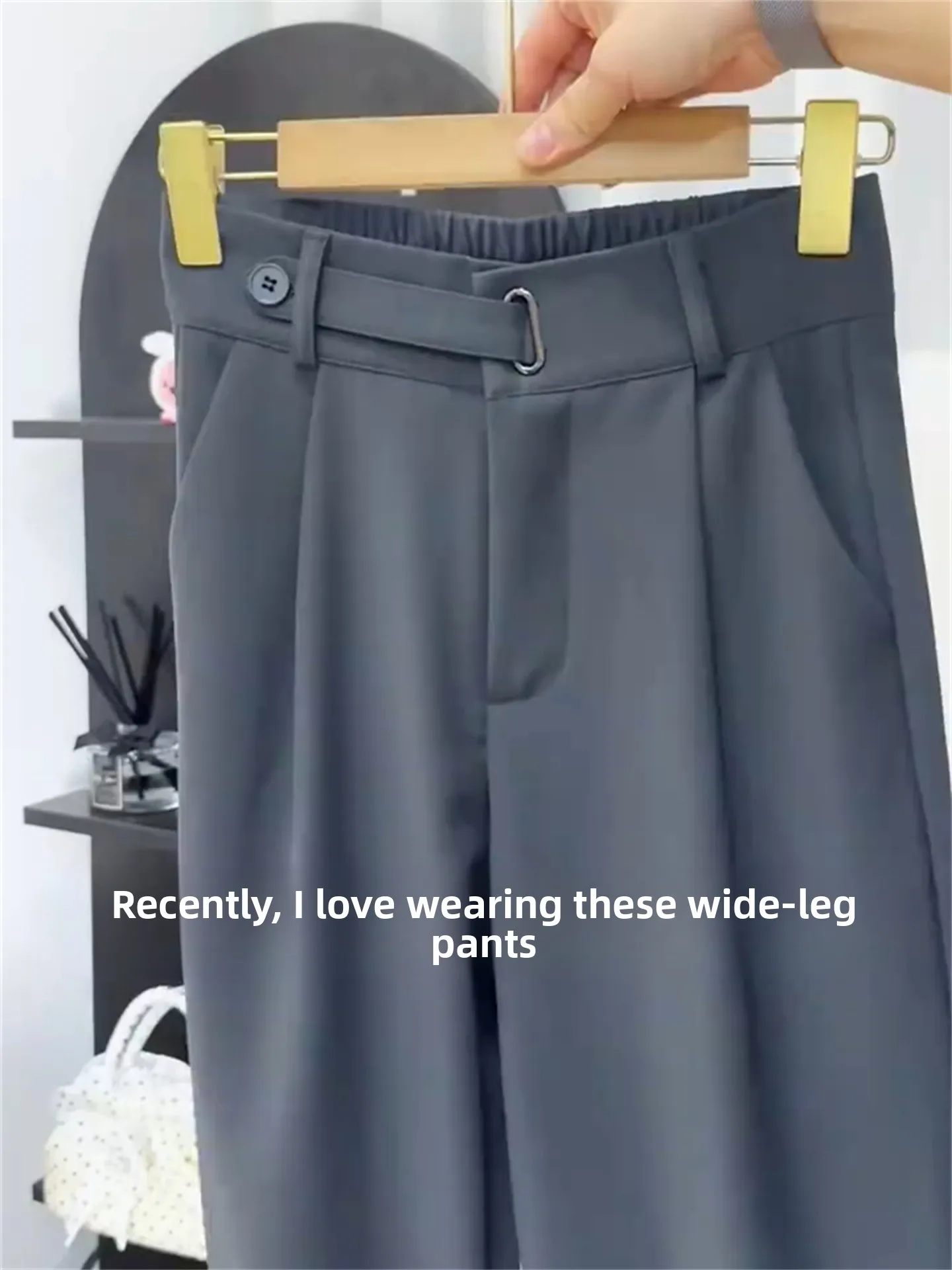 

Серые широкие брюки-костюм для женщин, свободные повседневные брюки с высокой талией прямого кроя для фигуры типа «груша», новая весенняя модель, большие размеры