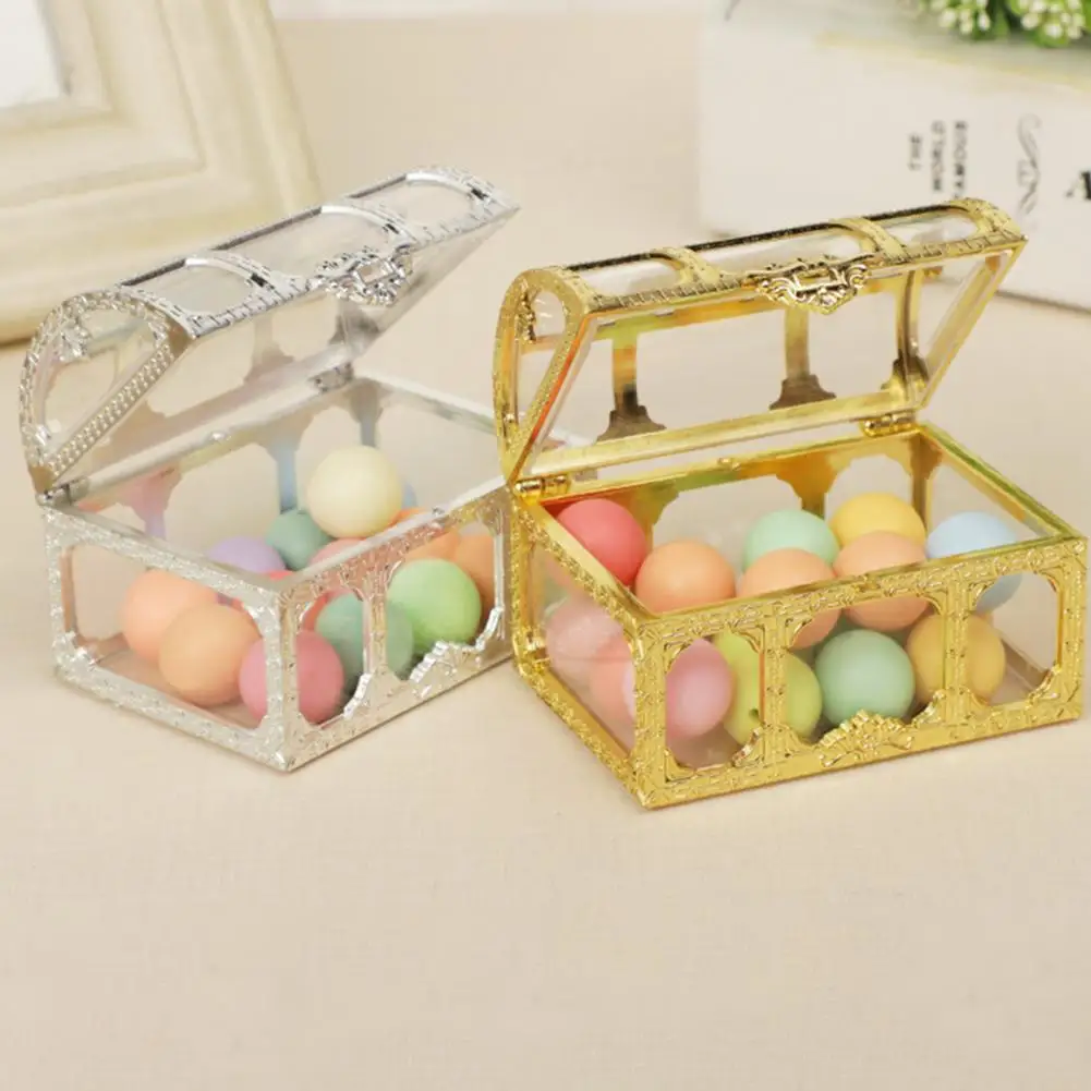 Women Jewelry Display Box Transparent Pirate Treasure Storage Box Earrings Crystal Jewelry Trinket Travel Case Vintage Candy Box