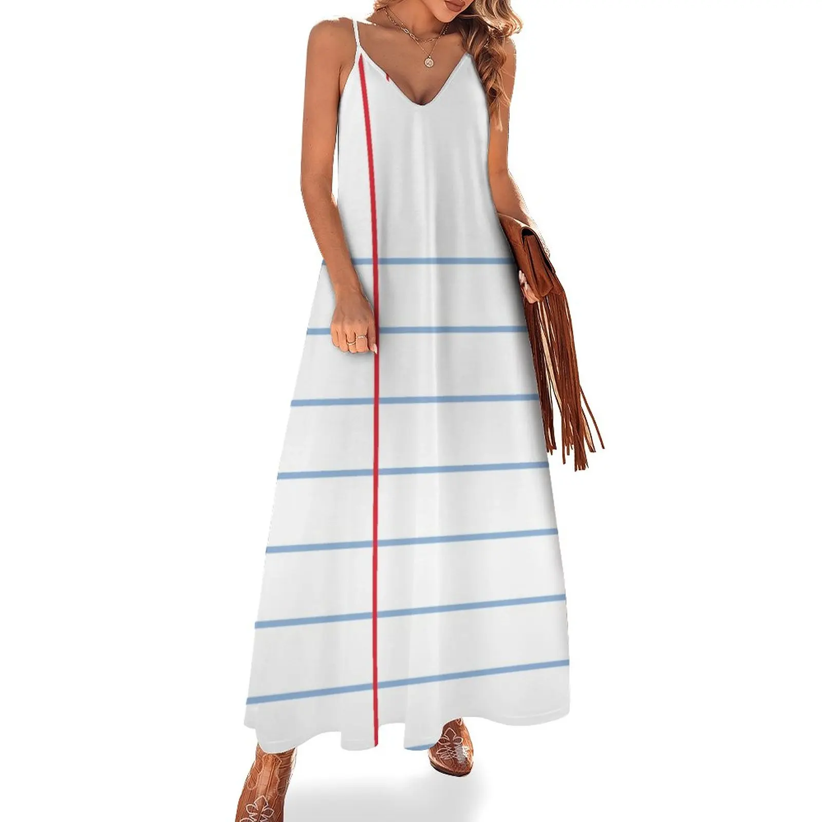 Notebook Paper Graphic - Wide Lines Sleeveless Dress summer women's suit Bride dresses women dress