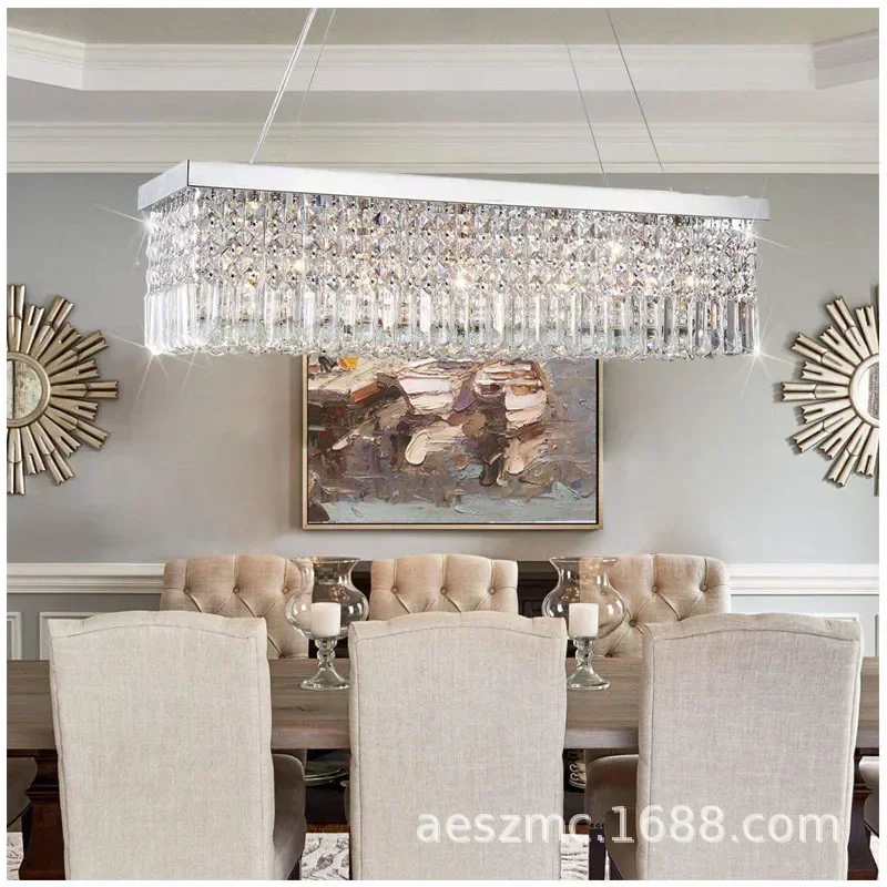 

Luxurious Suspend Living Room Ceiling Crystal Chandelier Lamp Handing High Grade Simple Modern Dining Room Light Master Bedroom