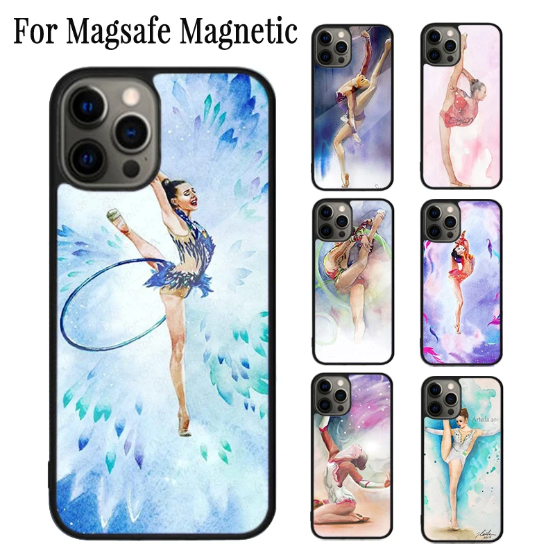 Gymnastics Oil Painting Magnetic Phone Case Coque For iPhone 16 15 14 Plus 13 12 Mini 11 Pro Max Magsafe Wireless Charging Cover