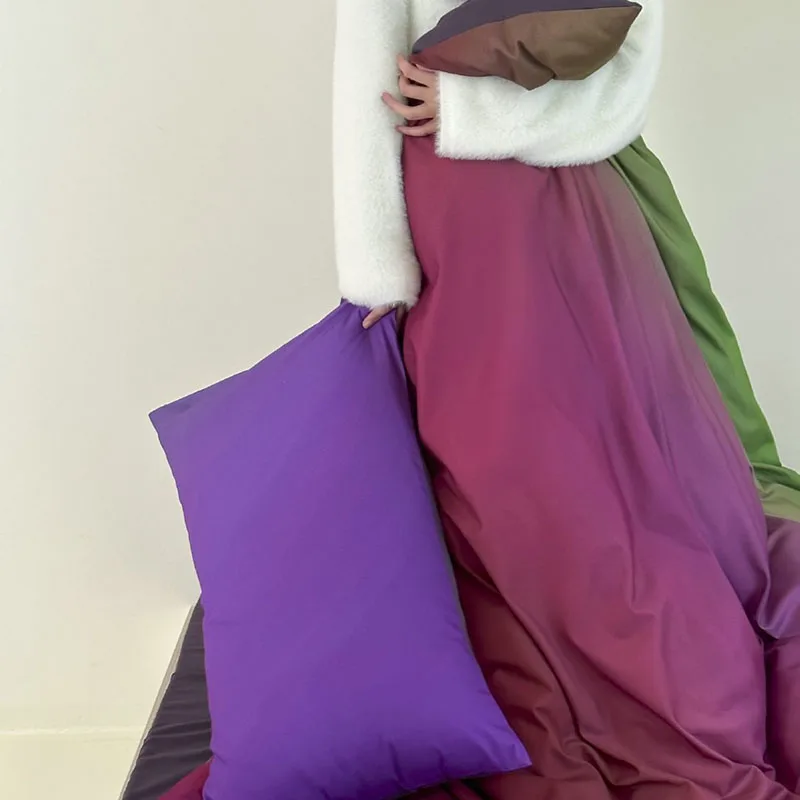 طقم سرير فاخر التدرج اللون غطاء لحاف القطن الخالص غطاء سرير ناعم سادات التوأم كامل الملكة حجم المفارش مجموعة 4 قطعة