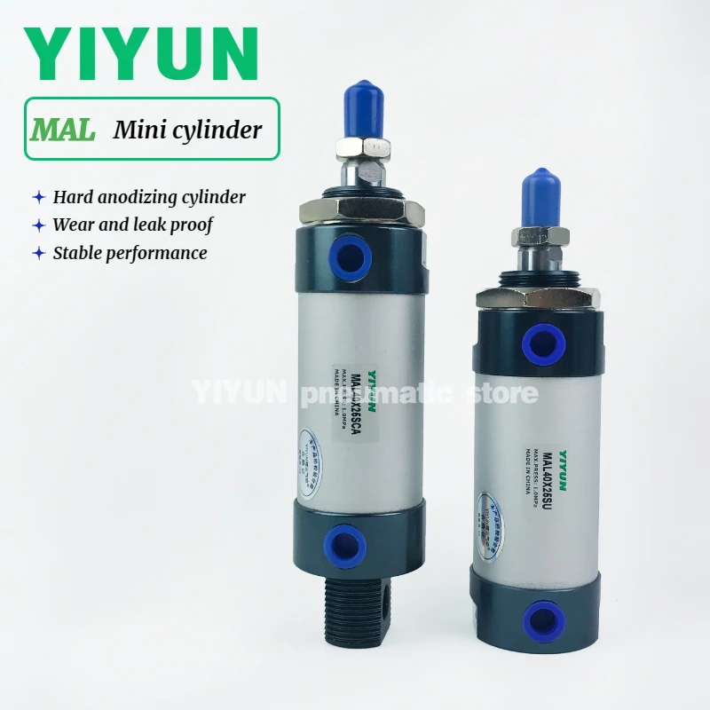 

MAL32 MAL40X125-S-U MAL40X125/150/175/200/225/250/300-S-CA/-S-U YIYUN мини-цилиндр из алюминиевого сплава, пневматический цилиндр серии MAL