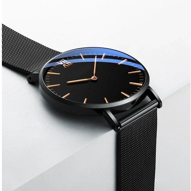 men's new ultra-thin fashion trend minimalist Roman mesh quartz watch suitable for daily matching