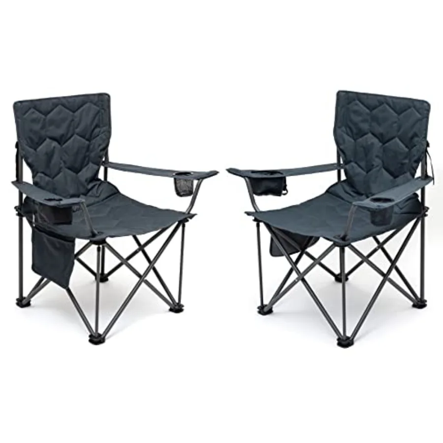 

Усиленное кресло для кемпинга с мягкой обивкой для взрослых, выдерживающее до 227 кг, портативное садовое кресло с подстаканником, боковым карманом и сумкой для переноски