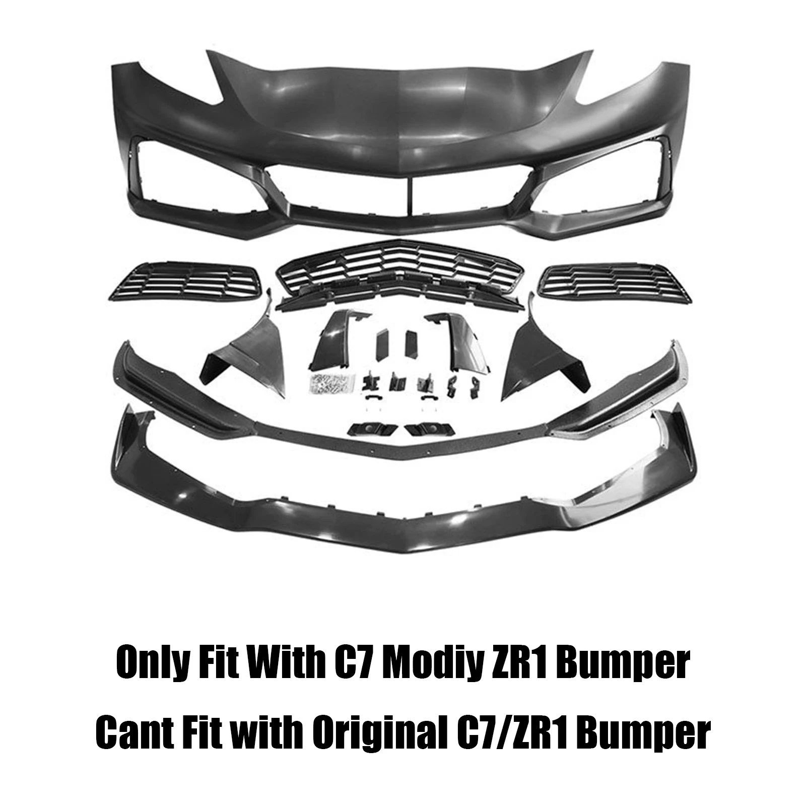 لسيارة شيفروليه كورفيت C7 2014-2019 تعديل المصد ZR1 نمط سيارة الجبهة حافة مصد السيارة المفسد الفاصل طقم الجسم ماتي الأسود