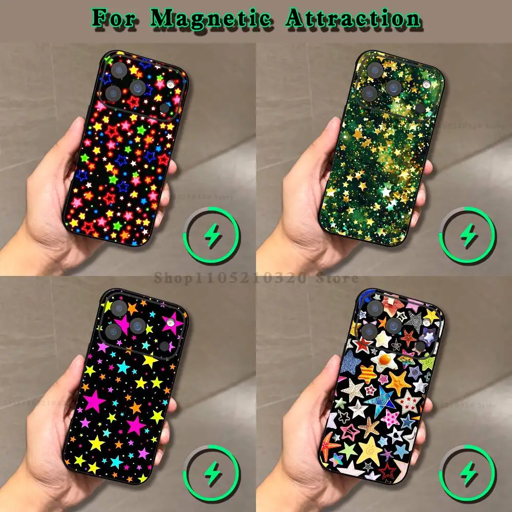 Colorful Star  Phone Case For iPhone 17,16,15,14,13,12,11,Pro,Max,Plus,E,Air,Mini Magnetic Magsafe Frosted