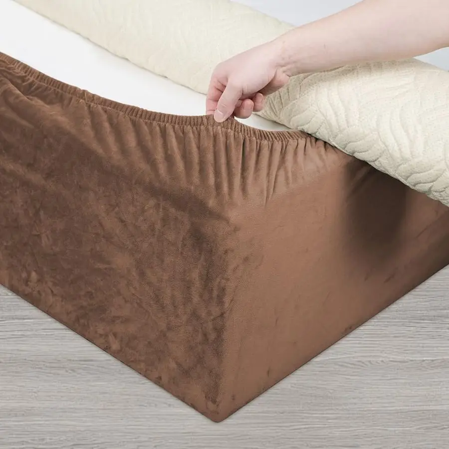 

Velvet Bed Frame Cover, Bed Base Wrap Cover, Alternative to Traditional Valance Bed Sheet Skirt Cover, Fully Elastic Around The