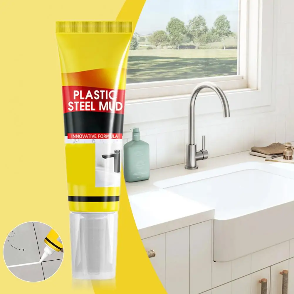 120ML White Caulk Sealant with Scraper/Brush Waterproof Strong Adhesion Bathroom Toilet Kitchen Sink Window Caulking Sealant