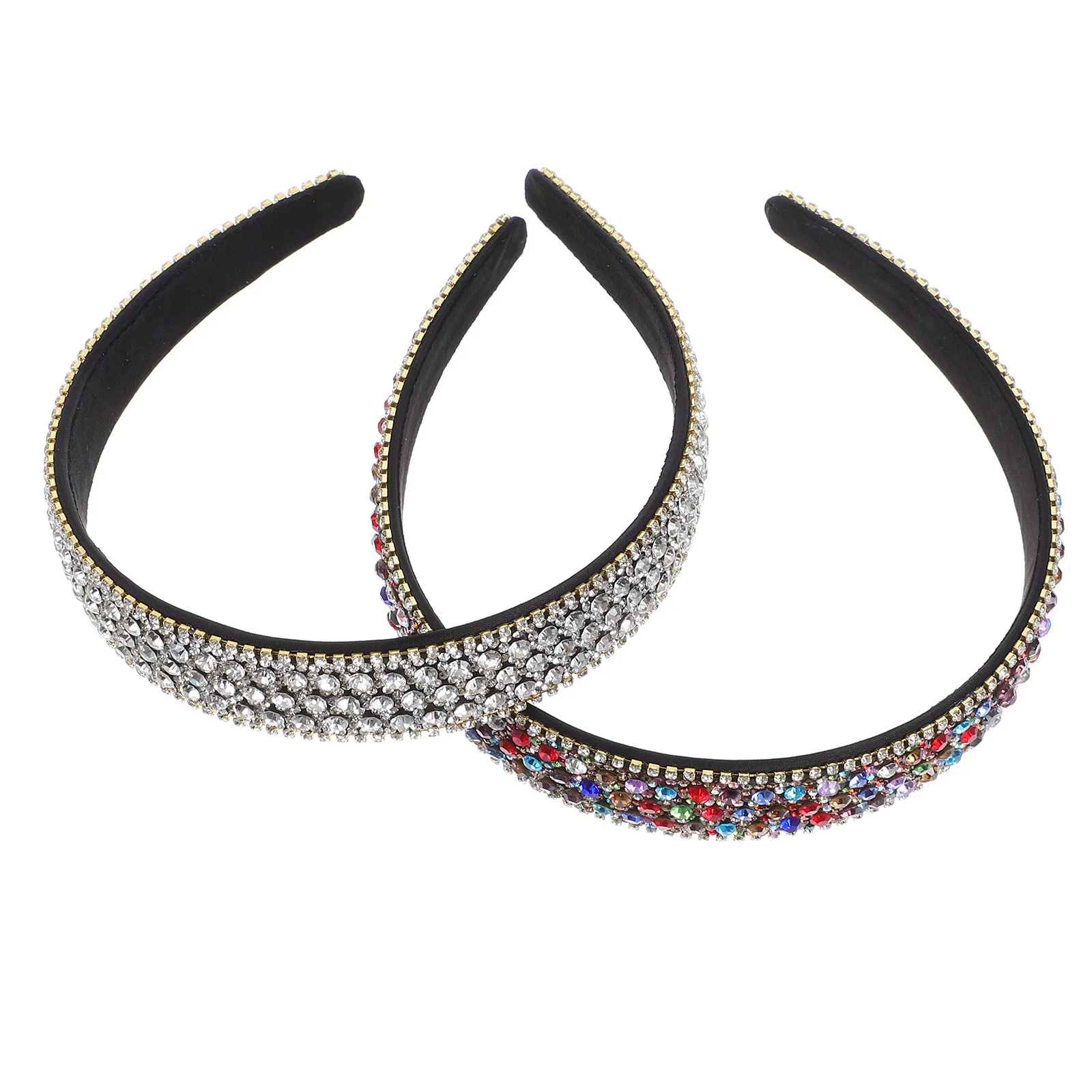 

2Pcs Colorful Rhinestone Headbands Sparkle Non-Slip Hairbands Women Party Wedding Fashion Hair Accessories