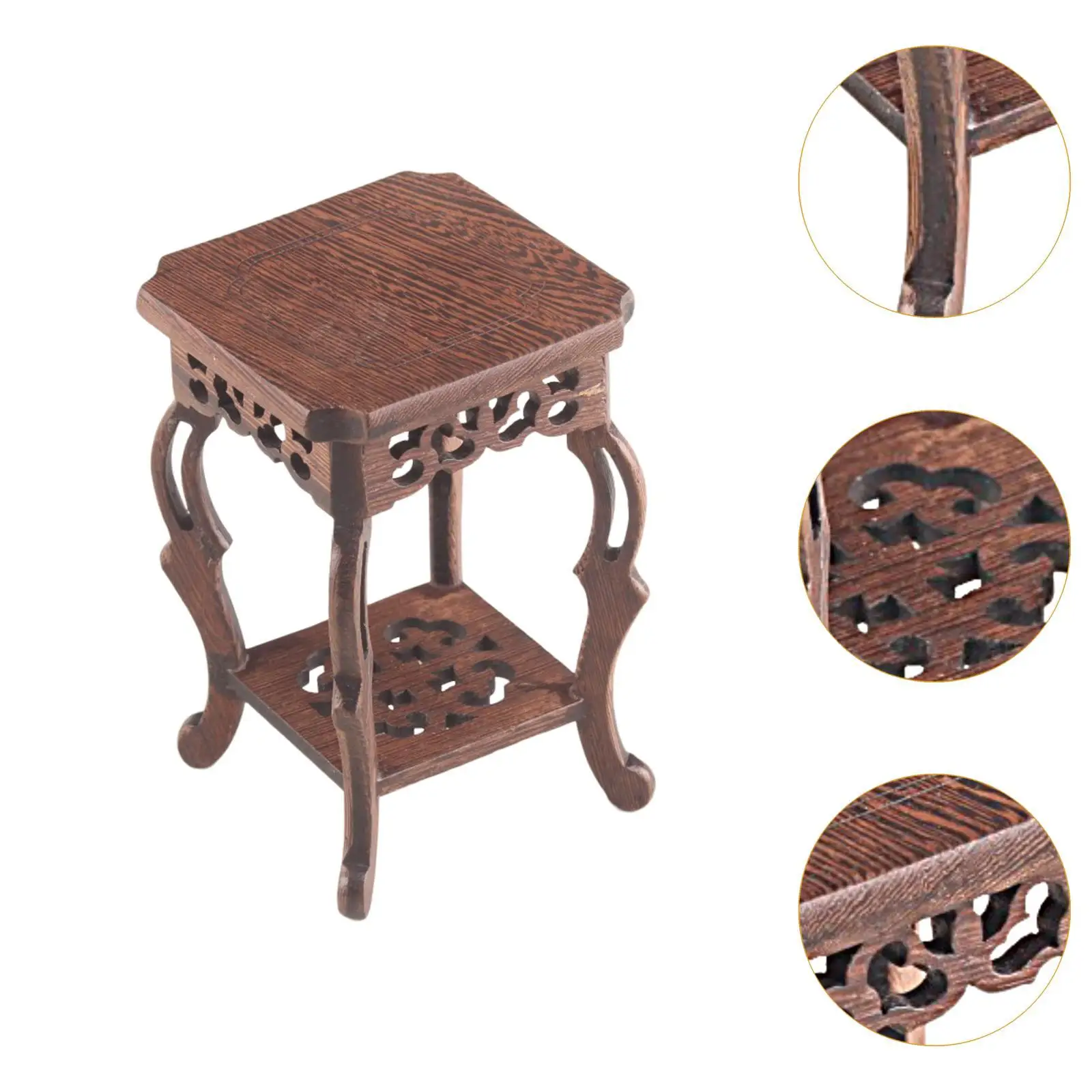 Retro Flower Pot Holder Wooden Display Stand Interior Plant Shelf for Home Office Flower Decoration