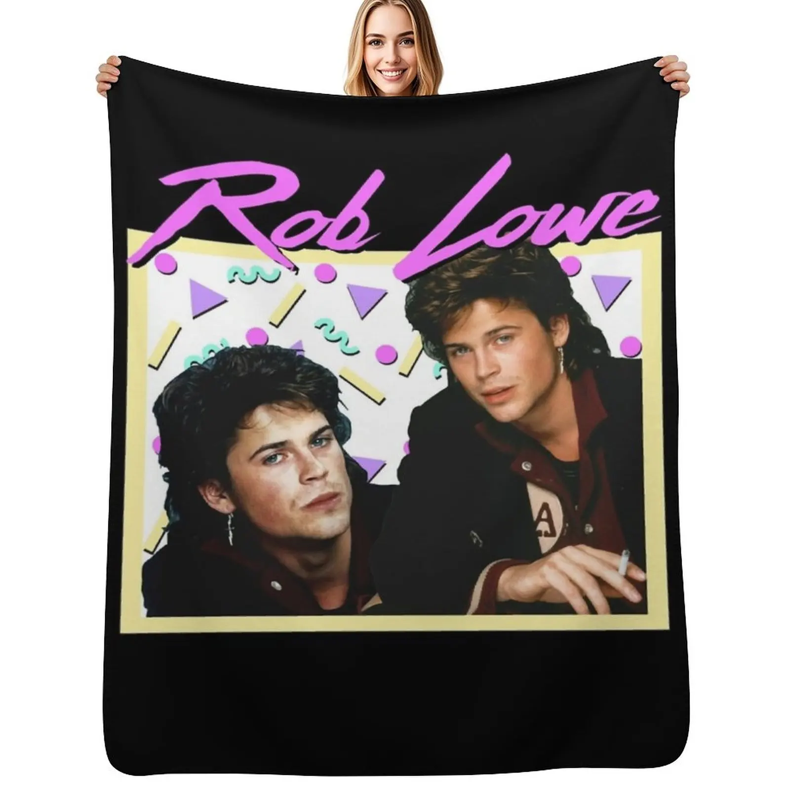 

80s Rob Lowe Throw Blanket Faux Fur Soft Warm Blanket for Bed