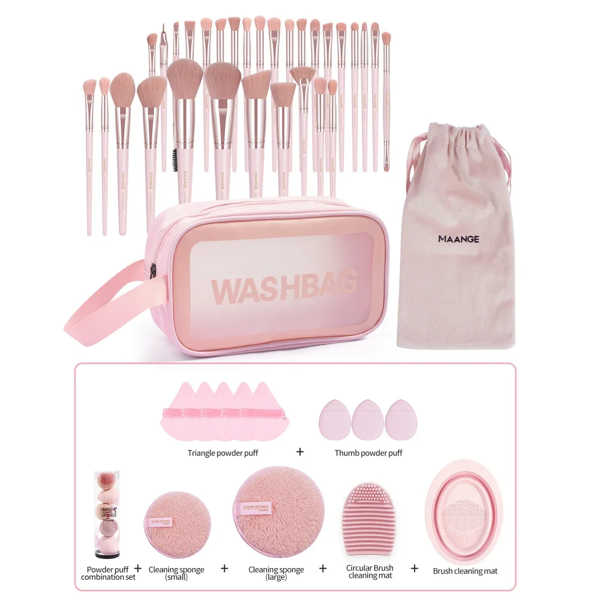 MEIBAOER 33PC 55PC  Makeup Tools Kit Foundation Makeup Brush Set Sponge Removal Puff Cleaning Bowl for Travel Tool