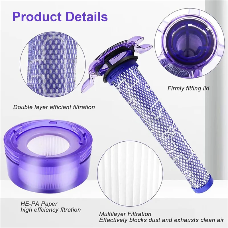فلتر ABUS-Hepa لمرتبة التركيز Dyson V8، فلتر ملحق لـ Dyson V8 Origin+ SV25 SV37 رقم الجزء 965661-05
