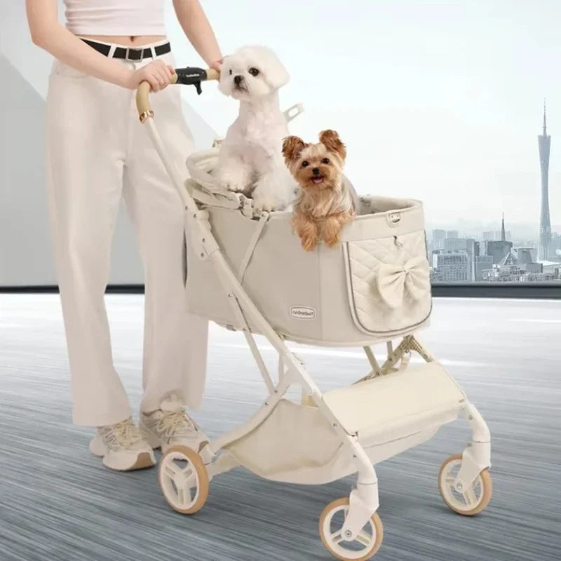 Outdoor Pet Strollers One-click Folding Medium Dogs Strollers Luxury Travel Cheap Dog Trolley Small Breathable Puppy Products