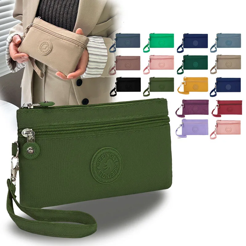 나일론 지퍼 동전 지갑 편지 끈 간단한 머니 핸드백 대용량 립스틱 가방 더블 레이어 지갑 여행
