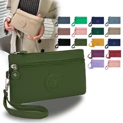Nylon Zipper Coin Purse Letter With Lanyard Simple Money Handbag Large Capacity Lipstick Bag Double Layer Wallet Travel