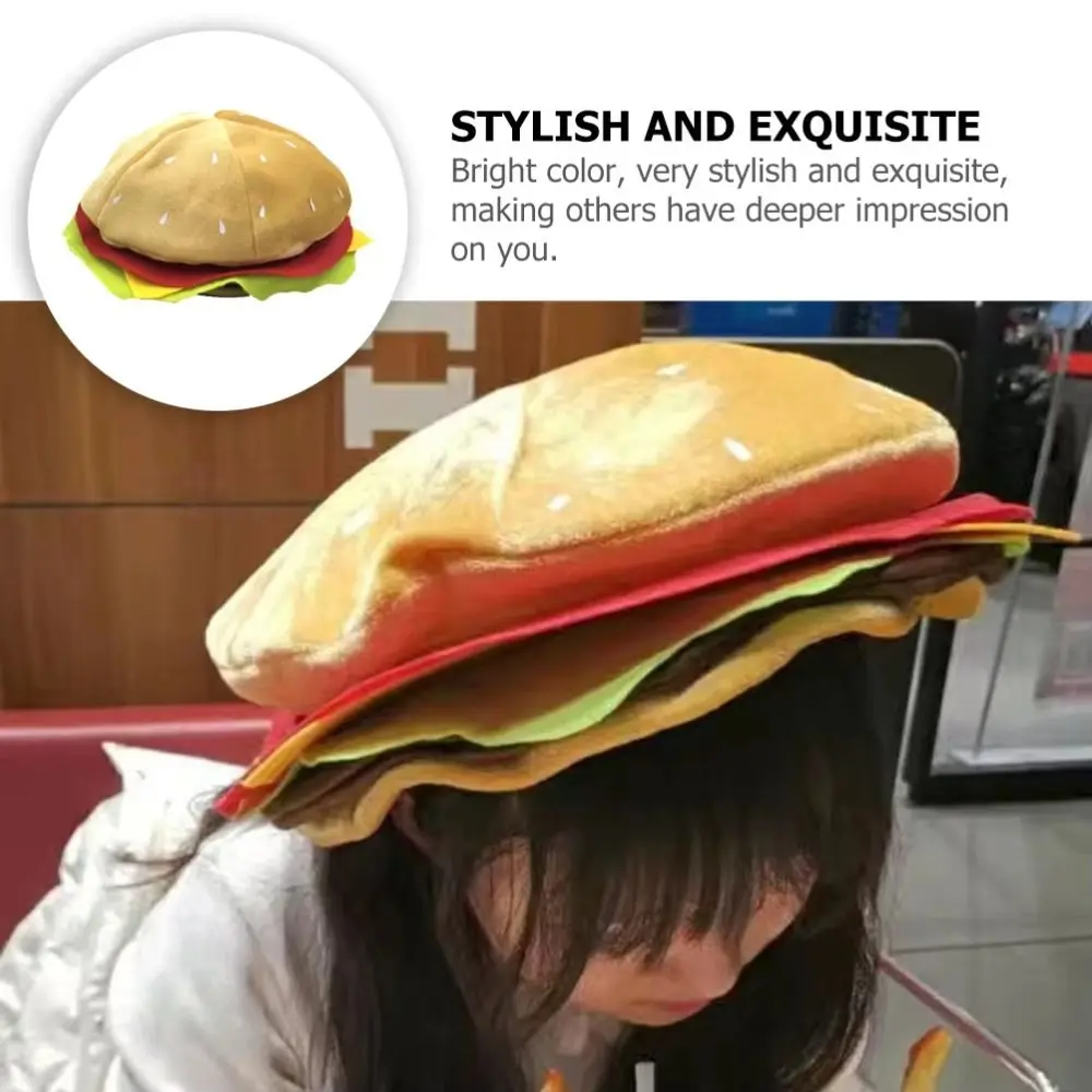 Gift Creativity Decorative Burger Hat Comfortable Cute Burger Headgear Unisex Funny Performance Prop Hat Children