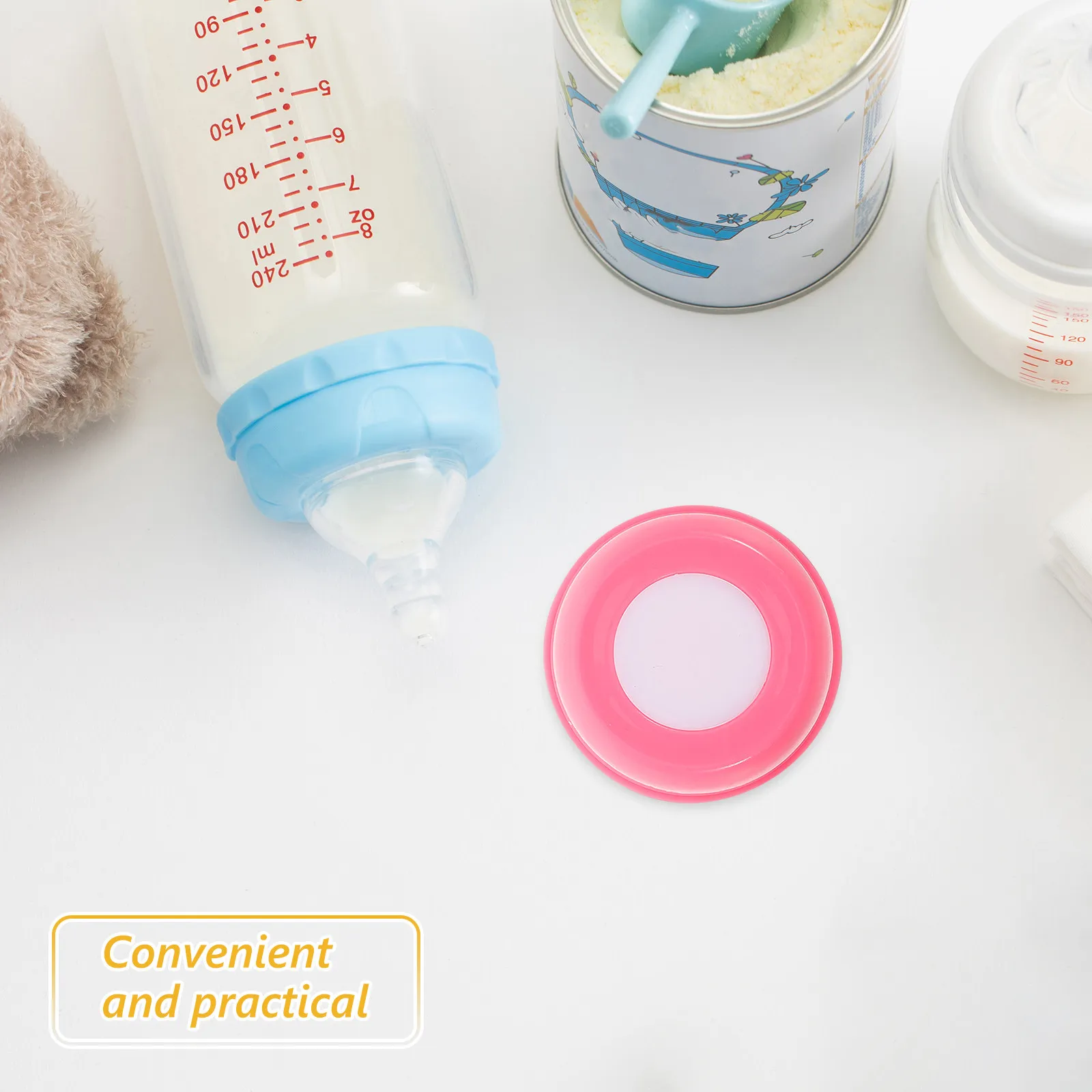 

6Pcs Leak Proof Wide Mouth Baby Bottle Caps Pink Breast Milk Storage Reusable Travel Seal Lid Guards Protector