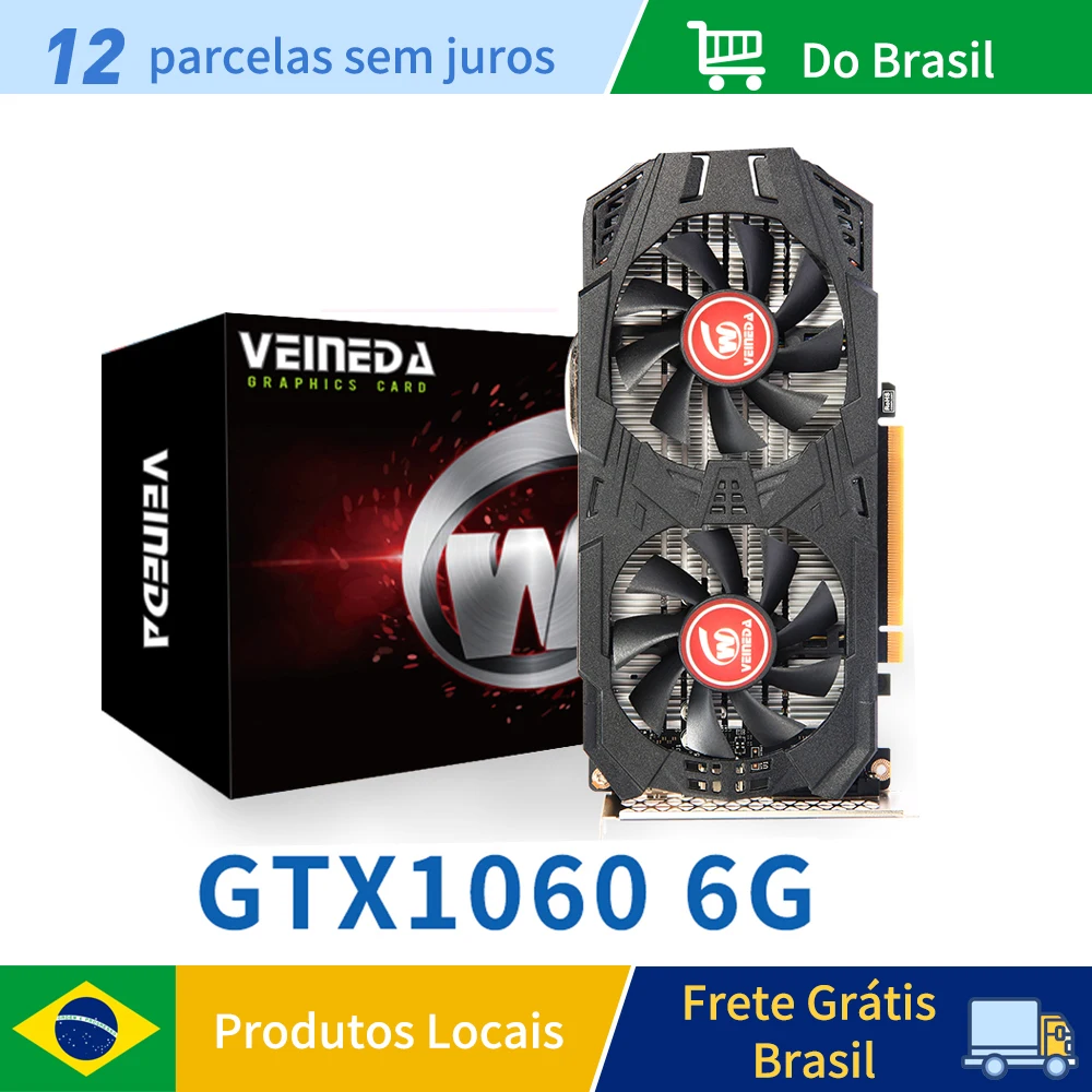 VEINEDA  gtx 1060 6g  Graphics Cards 1506MHz 192Bit GDDR5 GTX1060  Video Card  Refurbished Cards 1050ti gtx960 4gb