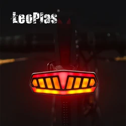 LeoPlas 1828 Bicycle Taillight Rechargeable Rear Bike Turn Signal Tail Light Cycling Tail Lamp Cycle Taillamp for Night Riding