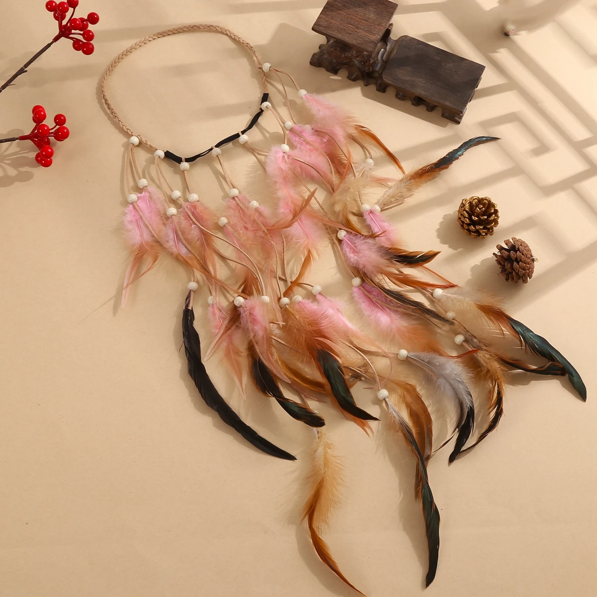 1 قطعة عصابة رأس من الريش الاص - مراجعة Women'S Accessories Rainbow Shops وسعره